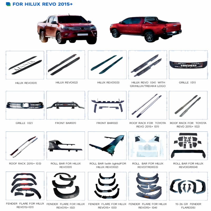 Full Set Exterior Accessories For Toyota Hilux Revo 2015+Side Step Grille Front Bull Bar Roof Rack Roll Bar Fender Flare