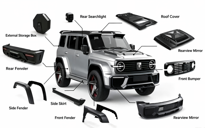 Full Set Exterior Accessories For Toyota Hilux Revo 2015+Side Step Grille Front Bull Bar Roof Rack Roll Bar Fender Flare